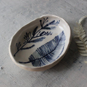 Indigo Feather Twig Dish