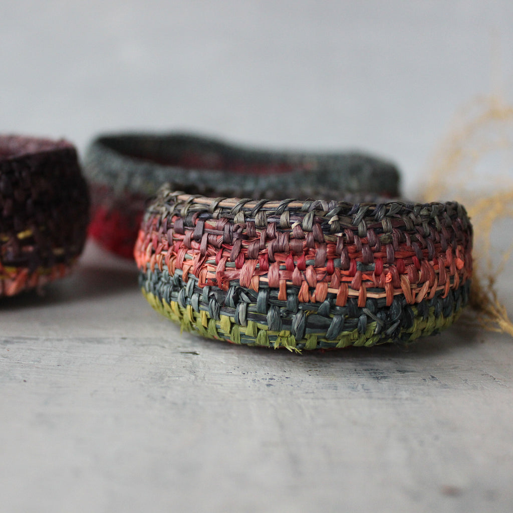 Local Handwoven Coloured Raffia Baskets
