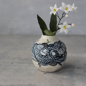 Ceramic Bud Vase Indigo Detail