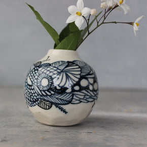 Ceramic Bud Vase Indigo Detail