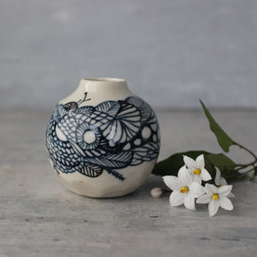 Ceramic Bud Vase Indigo Detail