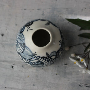 Ceramic Bud Vase Indigo Detail