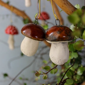 Hanging Ceramic Toadstool Ornaments