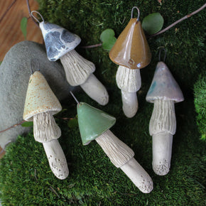 Hanging Ceramic Toadstool Ornaments