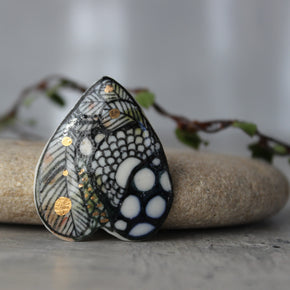 Porcelain Brooch Feather Wing