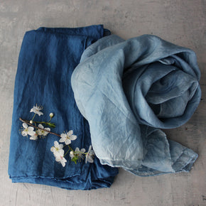 Indigo Dye Silk Scarves