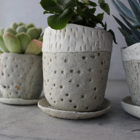 Marbled Ceramic Planter & Saucer Sets