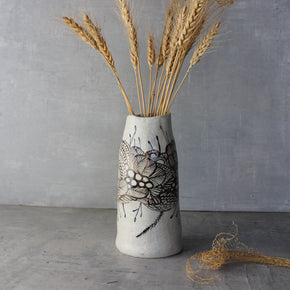 Large Sepia Painted Detail Vase