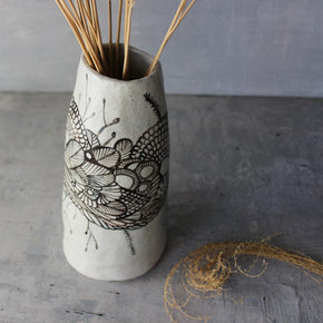 Large Sepia Painted Detail Vase