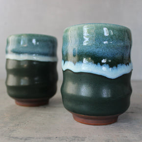 Minoyaki Green Nagare Tea Cups