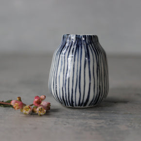 Tiny Bud Vase Blue Lines