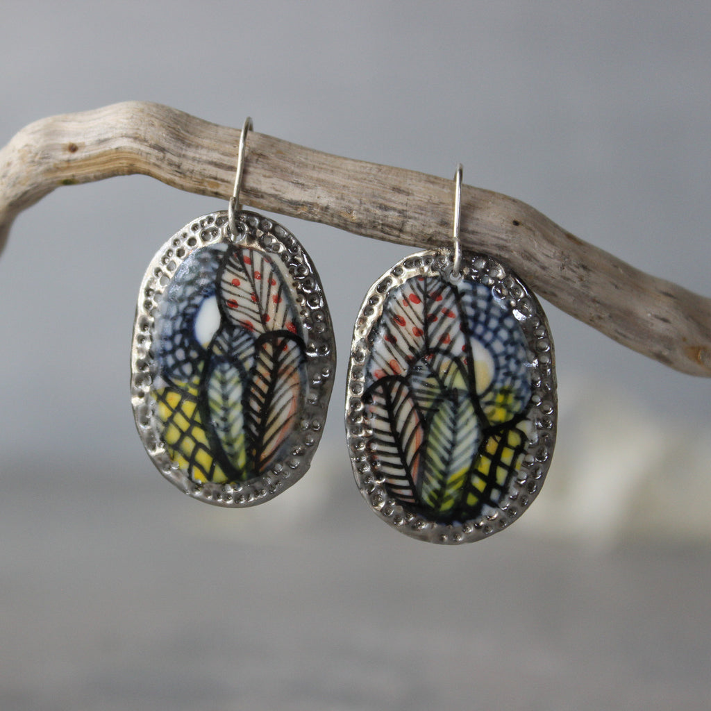Ceramic Earrings Painted Detail #10