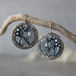 Ceramic Earrings Indigo Silver