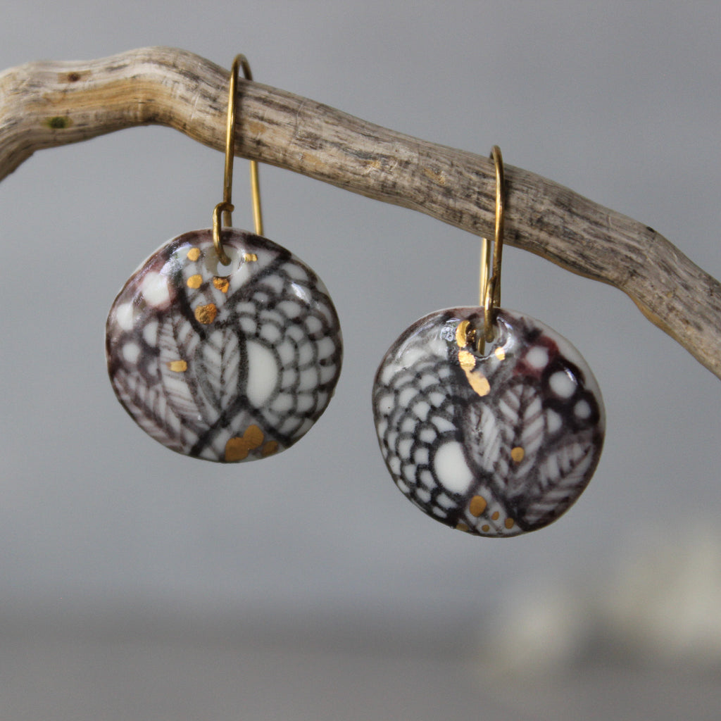 Ceramic Earrings Sepia Detail