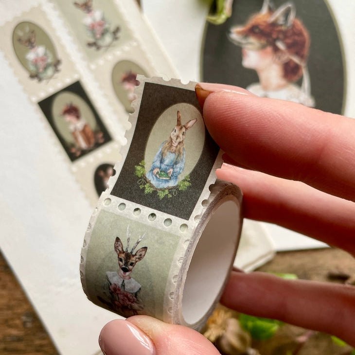 Animal Masks Stamp Washi Tape - Tribe Castlemaine