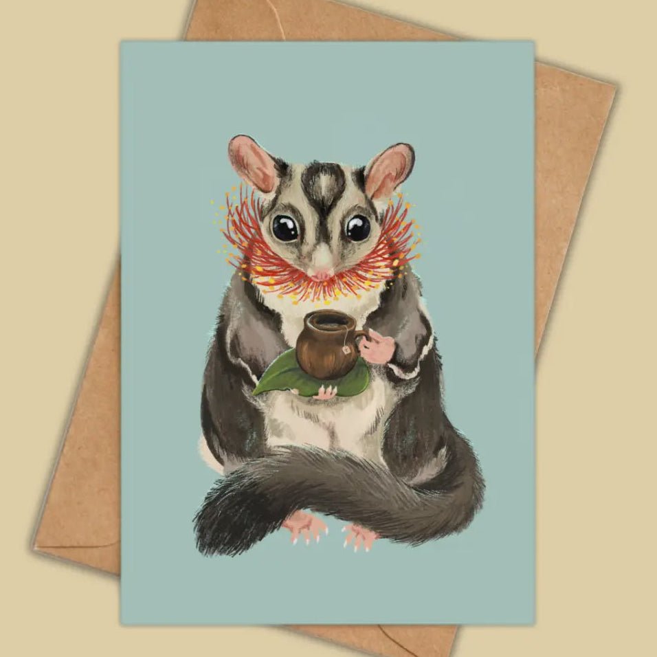 Anna Seed Card Sugar Glider Teatime - Tribe Castlemaine