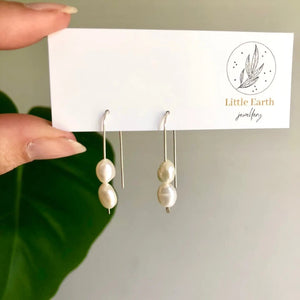 Baroque Pearl Duo Silver Earrings - Tribe Castlemaine