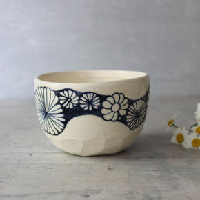 Blue Daisy Chain Tea Bowl - Tribe Castlemaine
