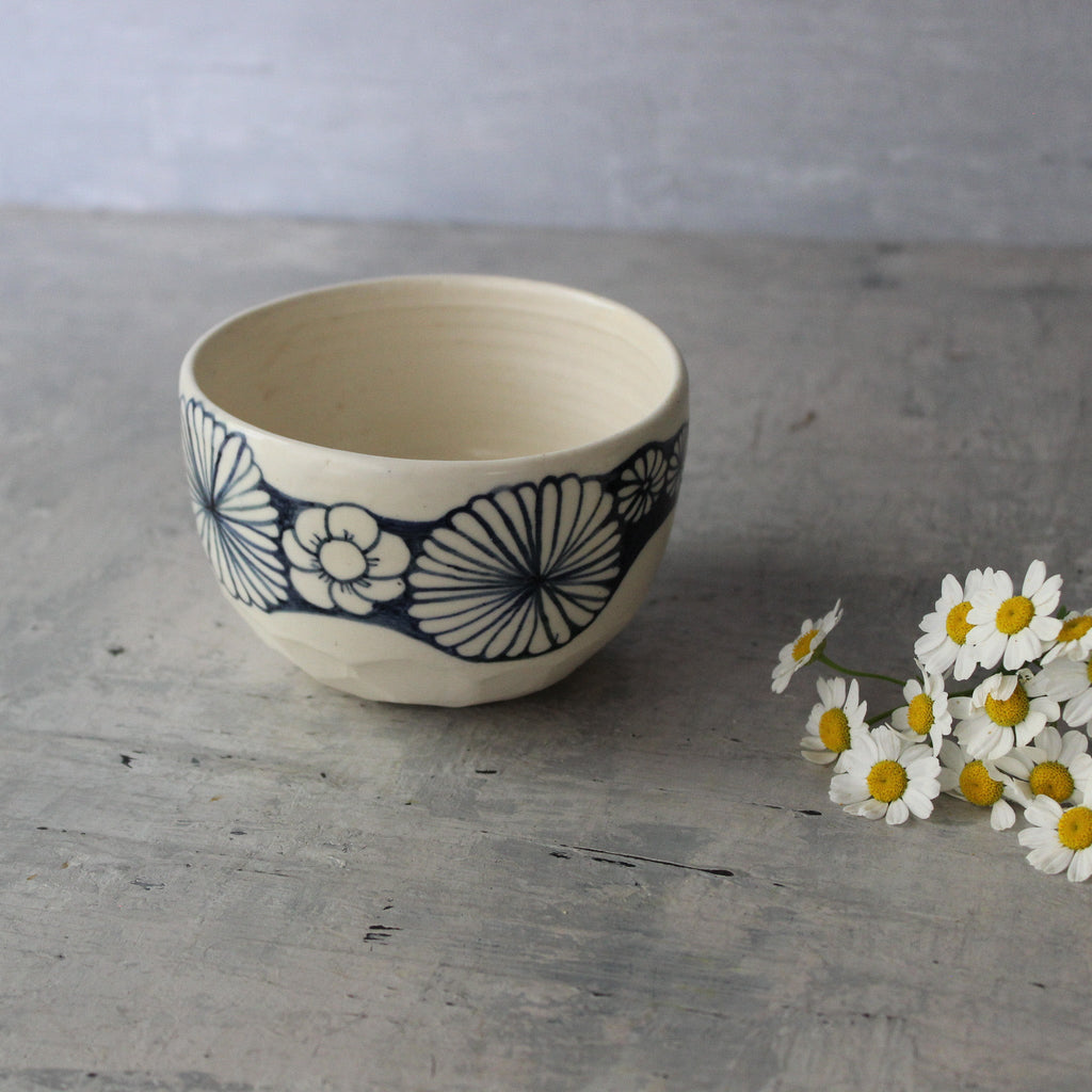 Blue Daisy Chain Tea Bowl - Tribe Castlemaine