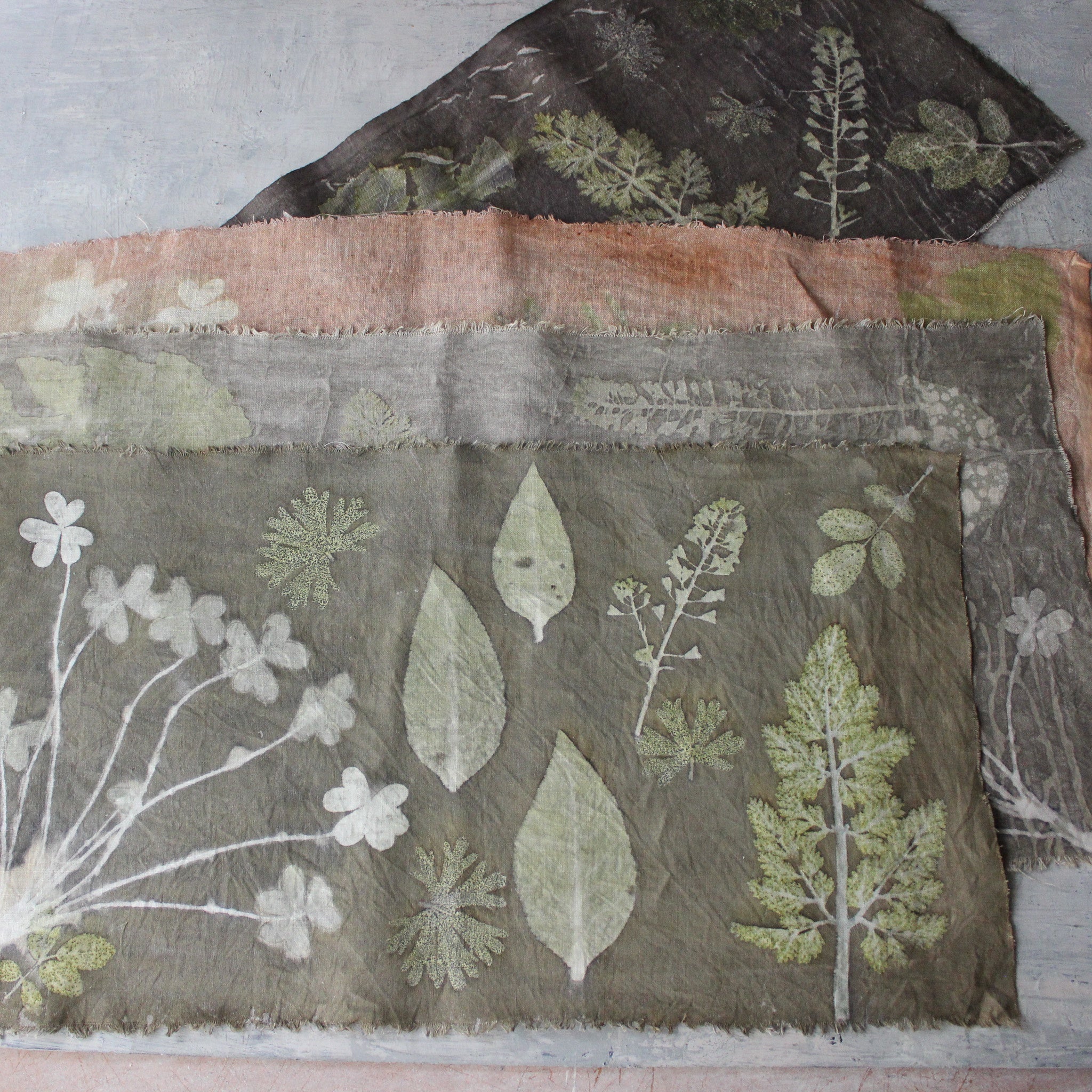 Botanical Eco Print Linen Panel Placemats Wood Sorrel - Tribe Castlemaine
