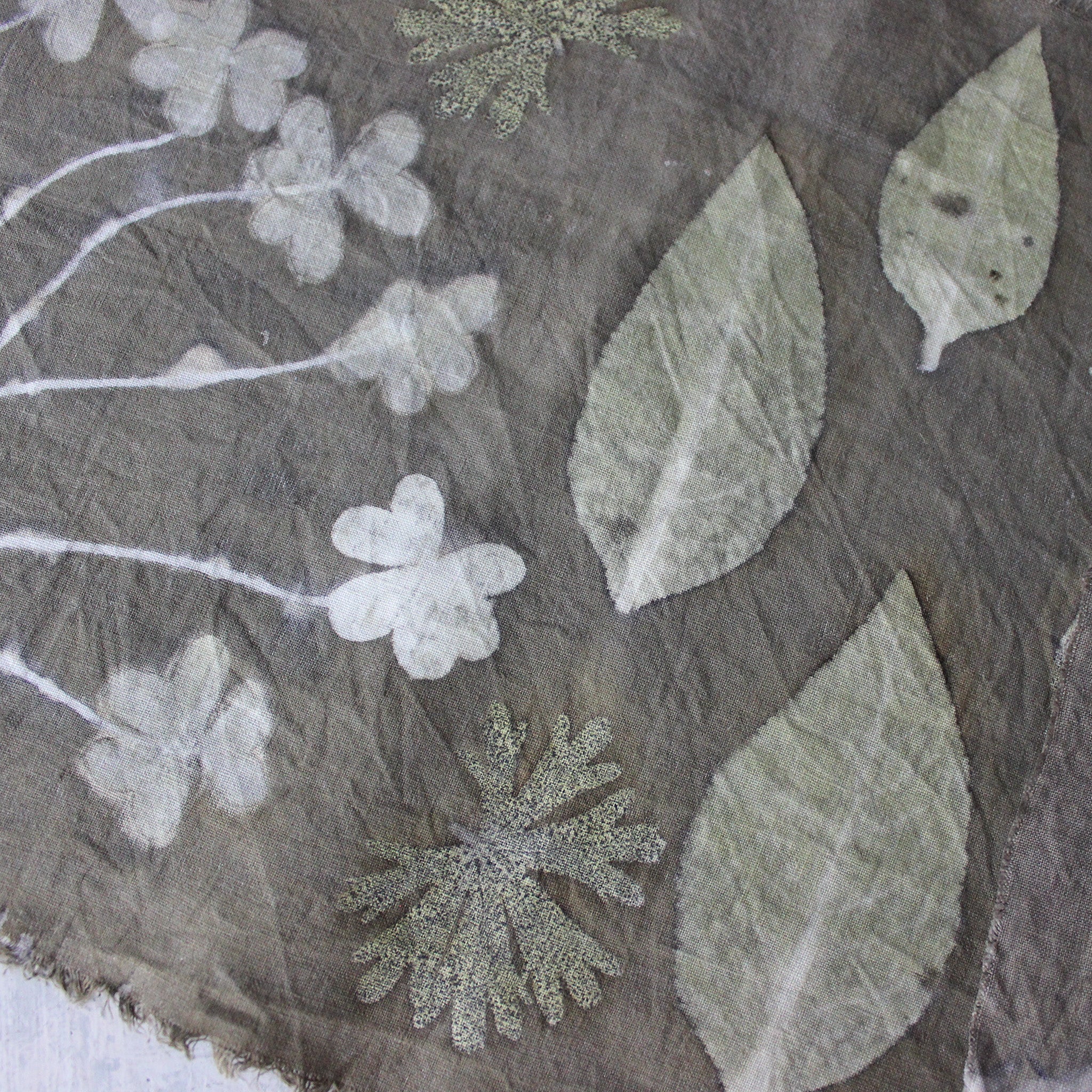 Botanical Eco Print Linen Panel Placemats Wood Sorrel - Tribe Castlemaine