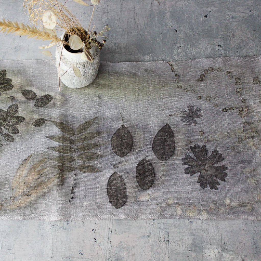 Botanical Eco Print Linen Runner 2 - Tribe Castlemaine