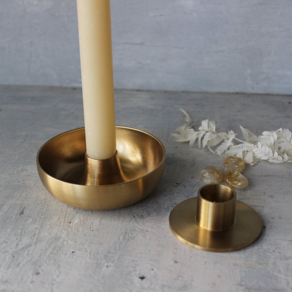 Brass Flat Candle Holder - Tribe Castlemaine