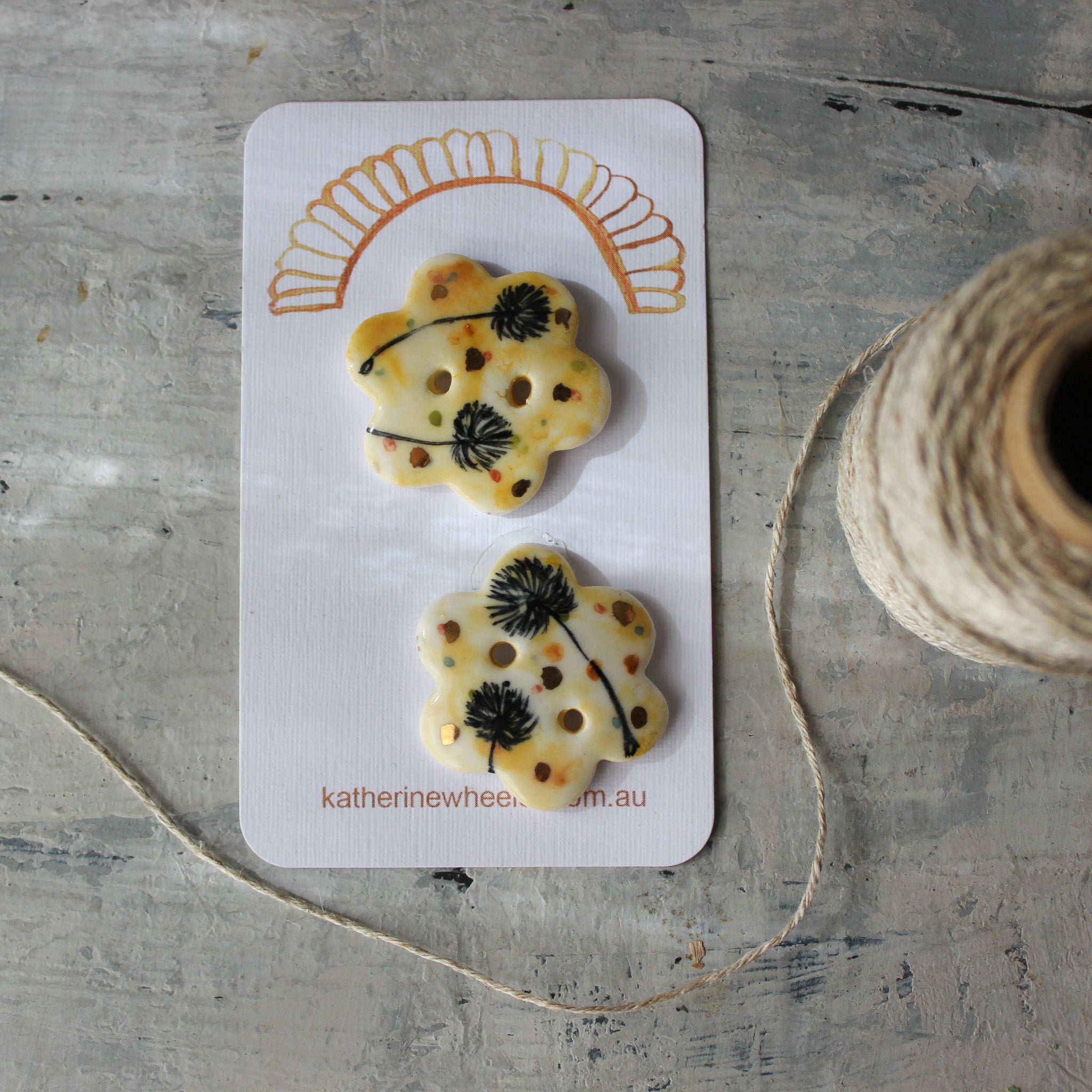 Ceramic Buttons : Dandelion - Tribe Castlemaine