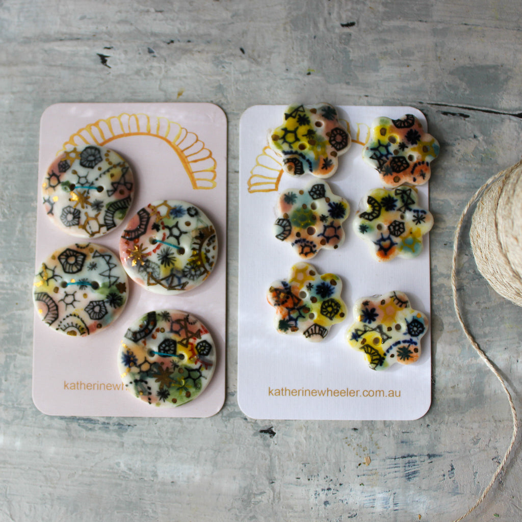 Ceramic Buttons Stars & Cells - Tribe Castlemaine