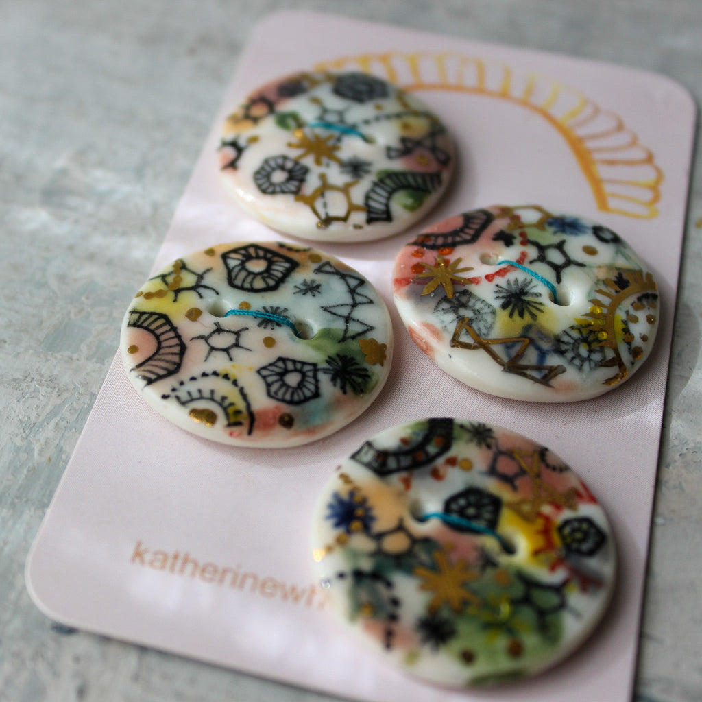 Ceramic Buttons Stars & Cells - Tribe Castlemaine