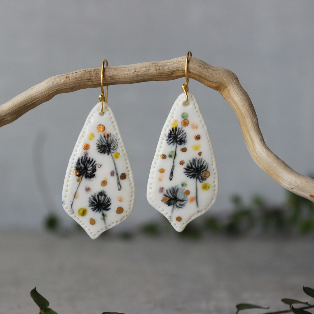 Ceramic Earrings Dandelion - Tribe Castlemaine