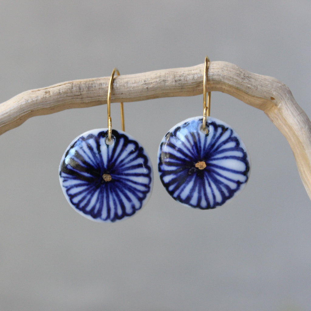 Ceramic Earrings Indigo Daisy - Tribe Castlemaine