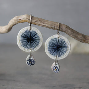 Ceramic Earrings Indigo Double #3 - Tribe Castlemaine