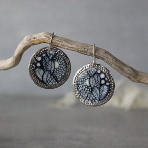 Ceramic Earrings Indigo Silver - Tribe Castlemaine