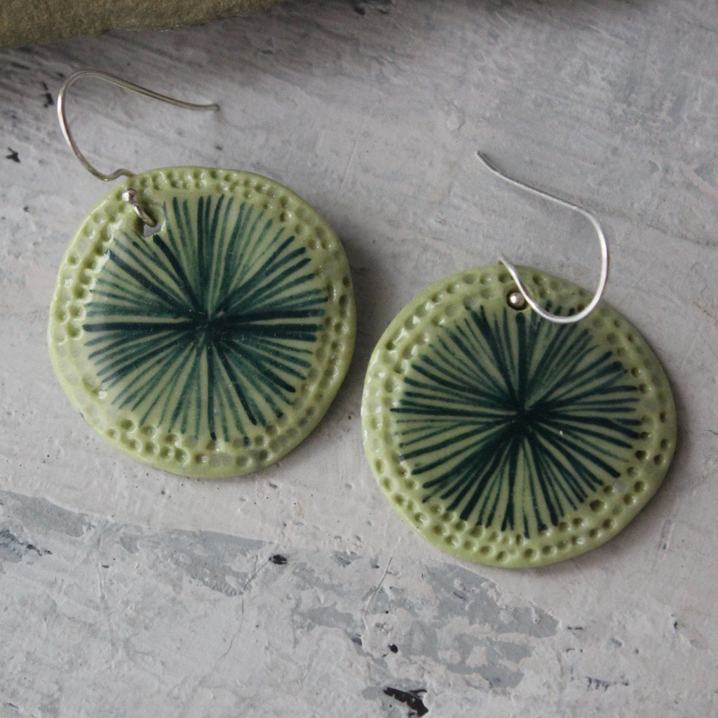Ceramic Earrings Indigo Star Green - Tribe Castlemaine