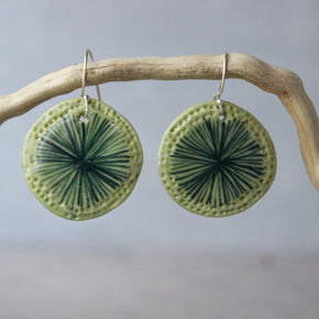 Ceramic Earrings Indigo Star Green - Tribe Castlemaine