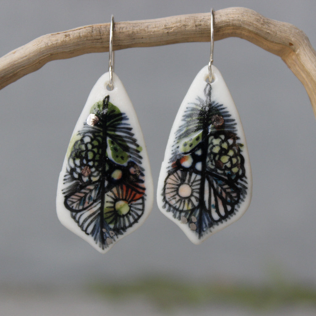 Ceramic Earrings Painted Detail 1 - Tribe Castlemaine