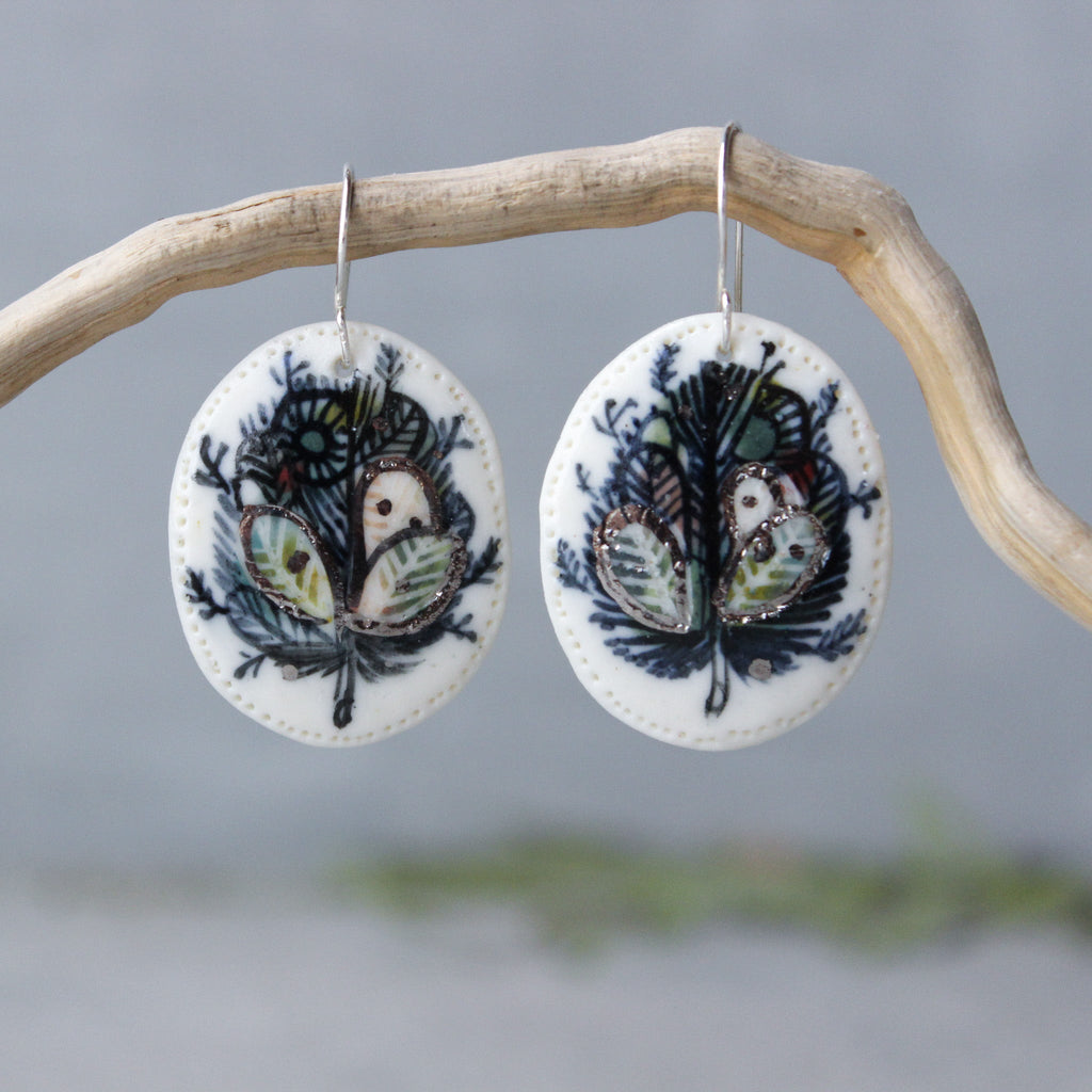 Ceramic Earrings Painted Detail 4 - Tribe Castlemaine