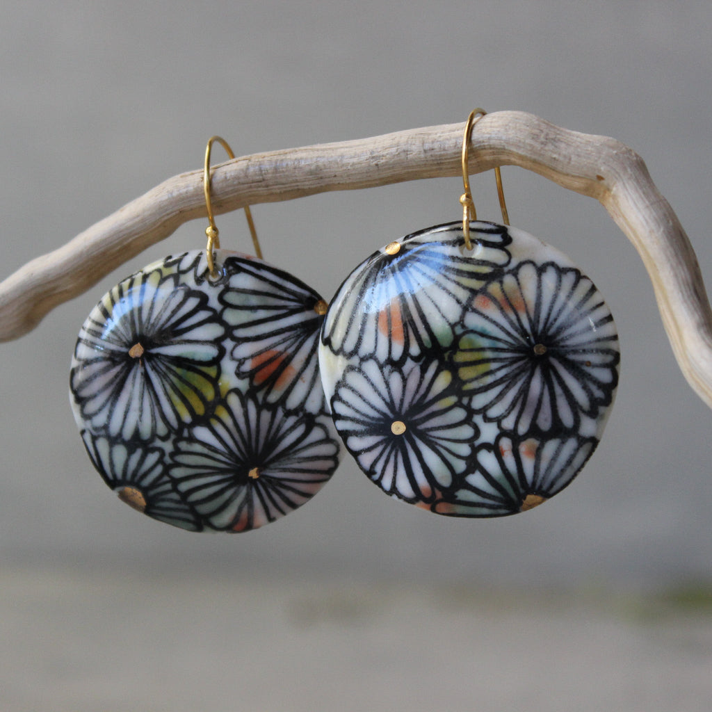 Ceramic Earrings Painted Detail 8 - Tribe Castlemaine