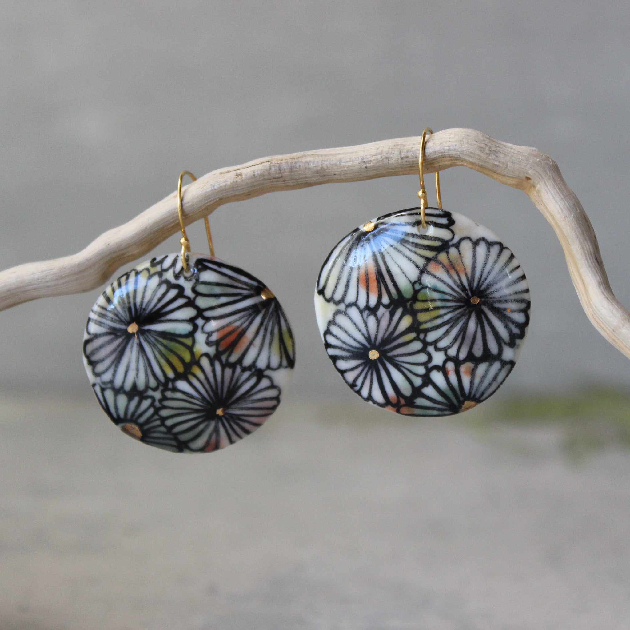 Ceramic Earrings Painted Detail 8 - Tribe Castlemaine