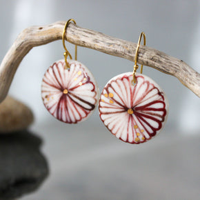 Ceramic Earrings Red Daisy - Tribe Castlemaine