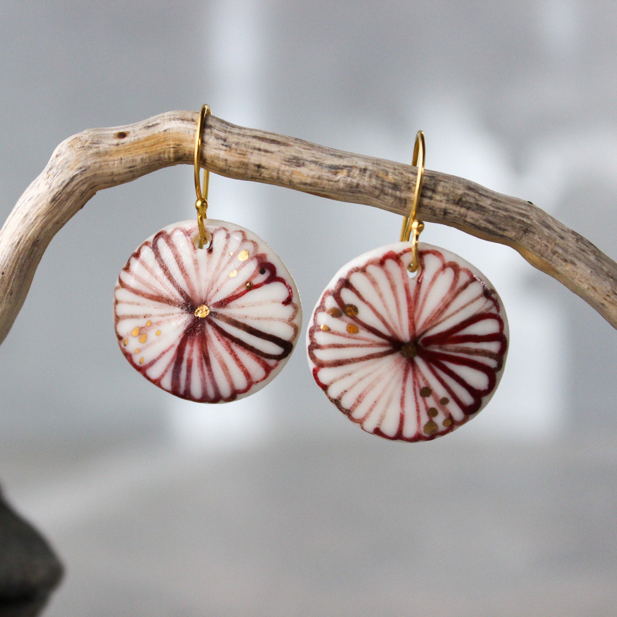 Ceramic Earrings Red Daisy - Tribe Castlemaine