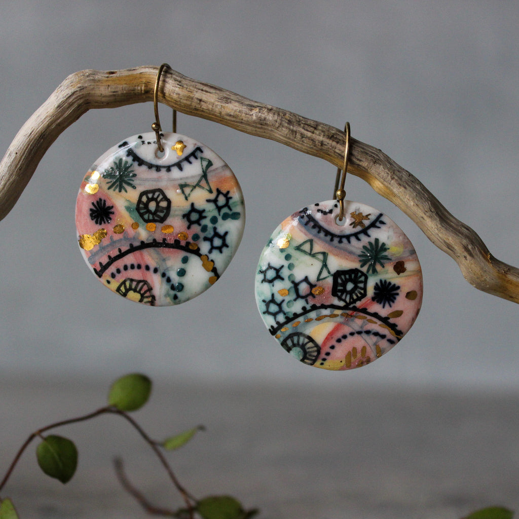 Ceramic Earrings Stars & Cells - Tribe Castlemaine