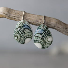 Ceramic Earrings Teardrop Detail - Tribe Castlemaine