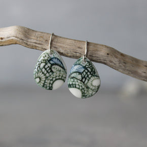 Ceramic Earrings Teardrop Detail - Tribe Castlemaine