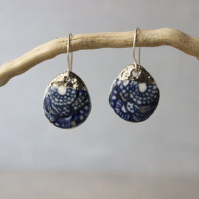 Ceramic Earrings Teardrop Indigo - Tribe Castlemaine
