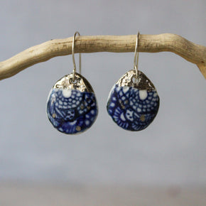 Ceramic Earrings Teardrop Indigo - Tribe Castlemaine