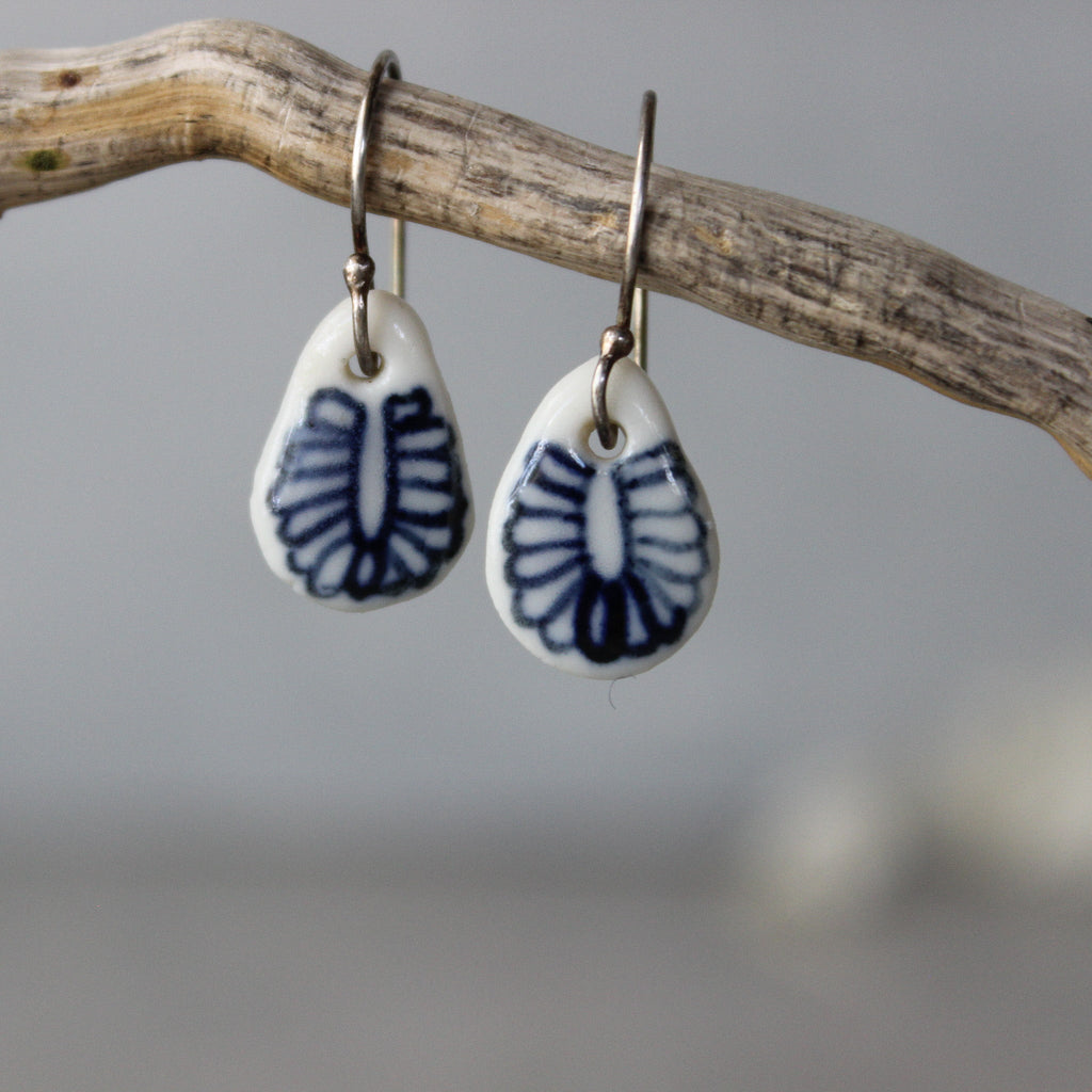 Ceramic Earrings Tiny Teardrop Daisy - Tribe Castlemaine