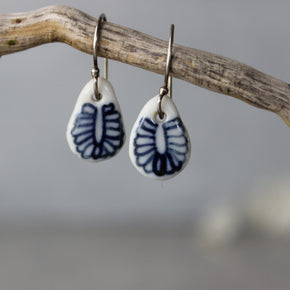 Ceramic Earrings Tiny Teardrop Daisy - Tribe Castlemaine