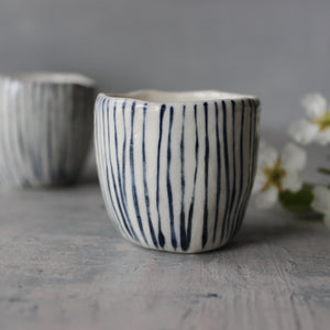 Ceramic Expresso Cups : Blue Lines - Tribe Castlemaine